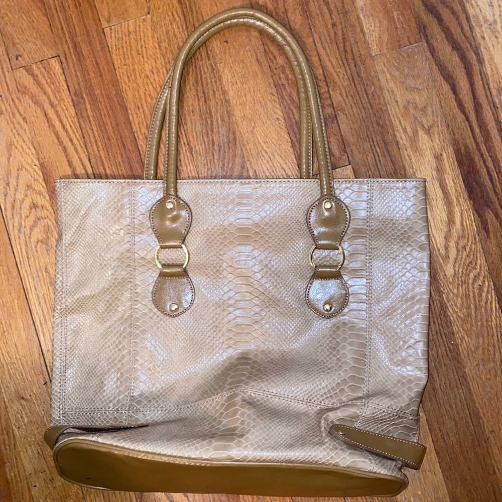 Leather tote by Estée Lauder